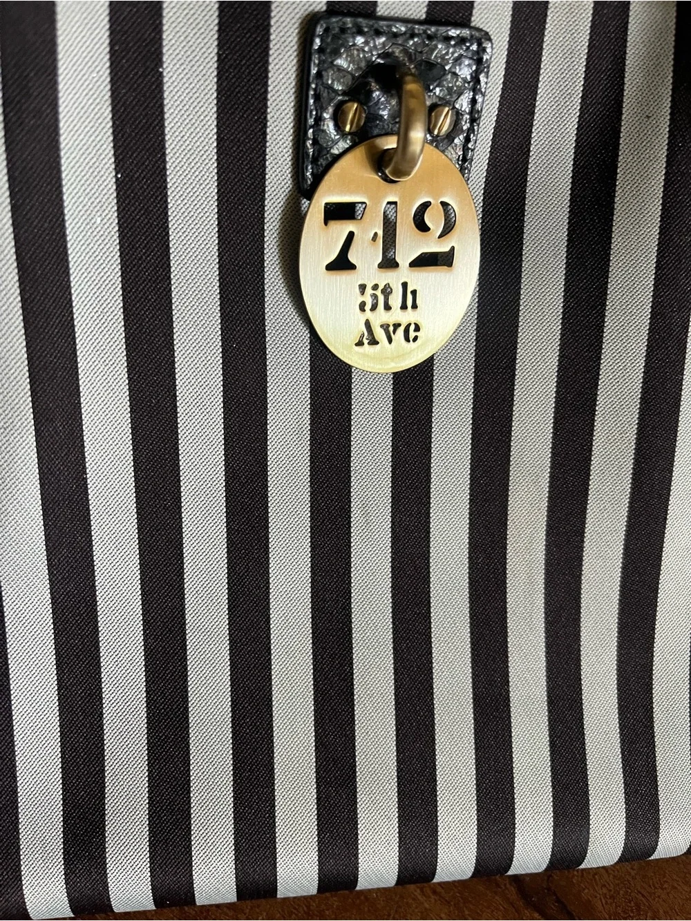 Henri Bendel Large Centennial Striped Barrel Bag Black Snake 712 5th Ave
